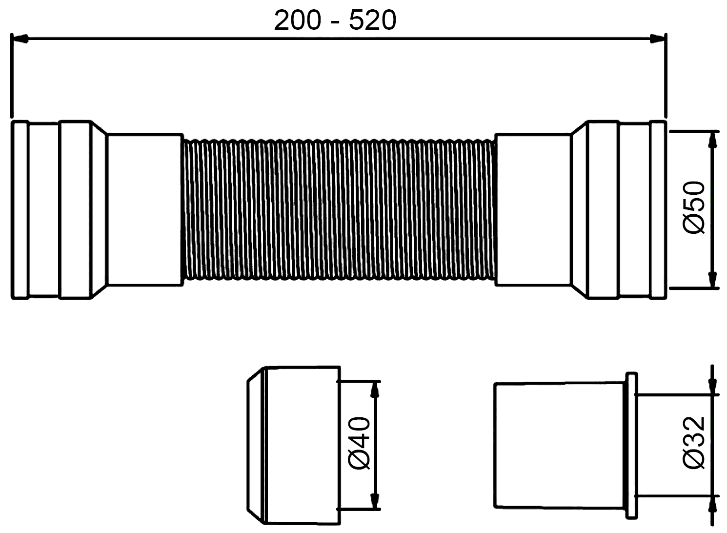 Prevex 3130011 Гофротруба c переходниками Ø50/40/32