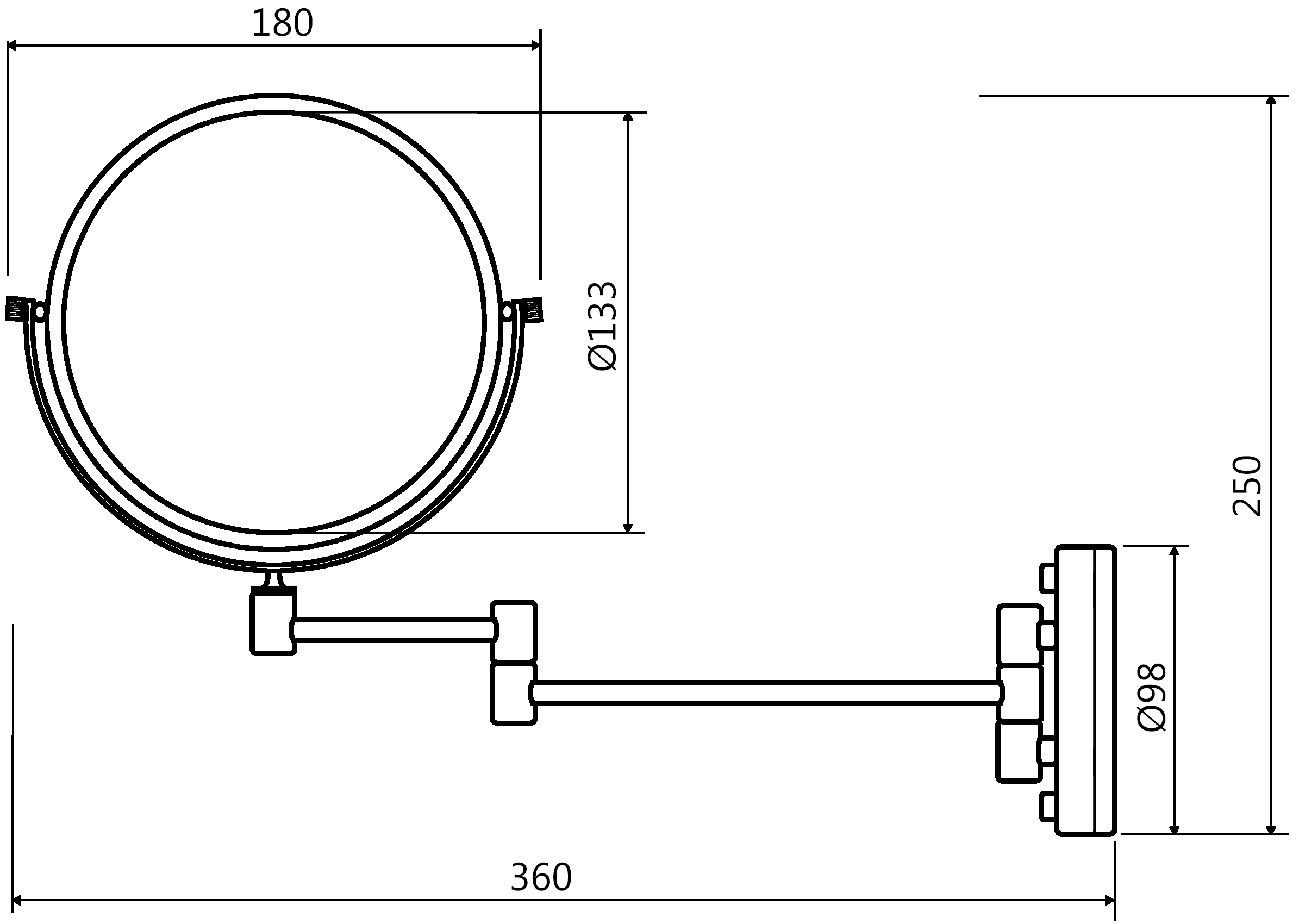 Bemeta Retro 106101697 Зеркало косметическое настенное 3x (бронза)