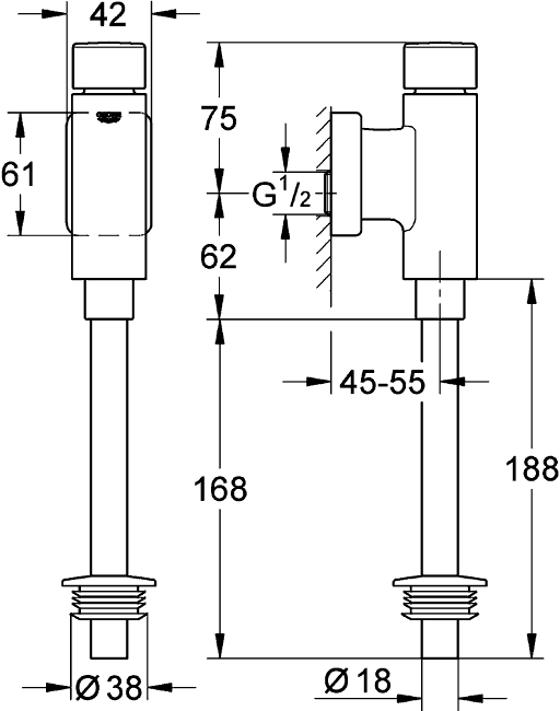 Grohe Rondo 37346 000  Смывное устройство для писсуара