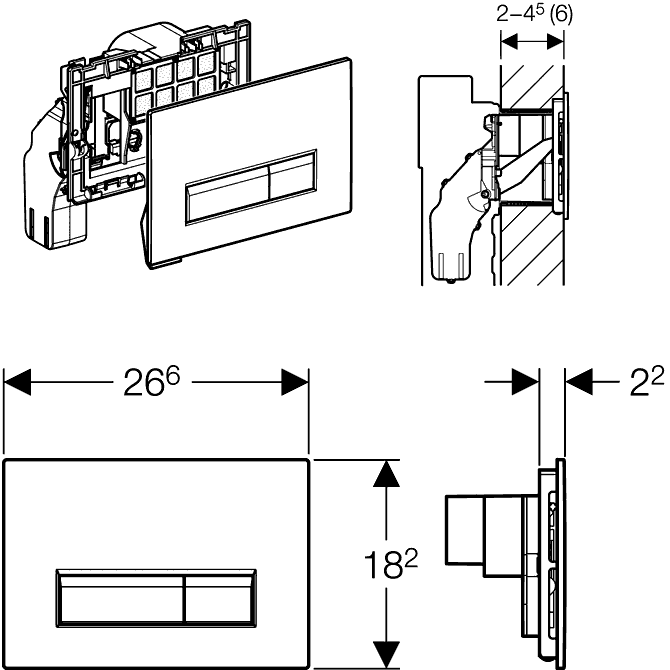 Geberit Sigma40 115.600.KR.1 DuoFresh Клавиша двойного смыва (чёрный/алюминий)