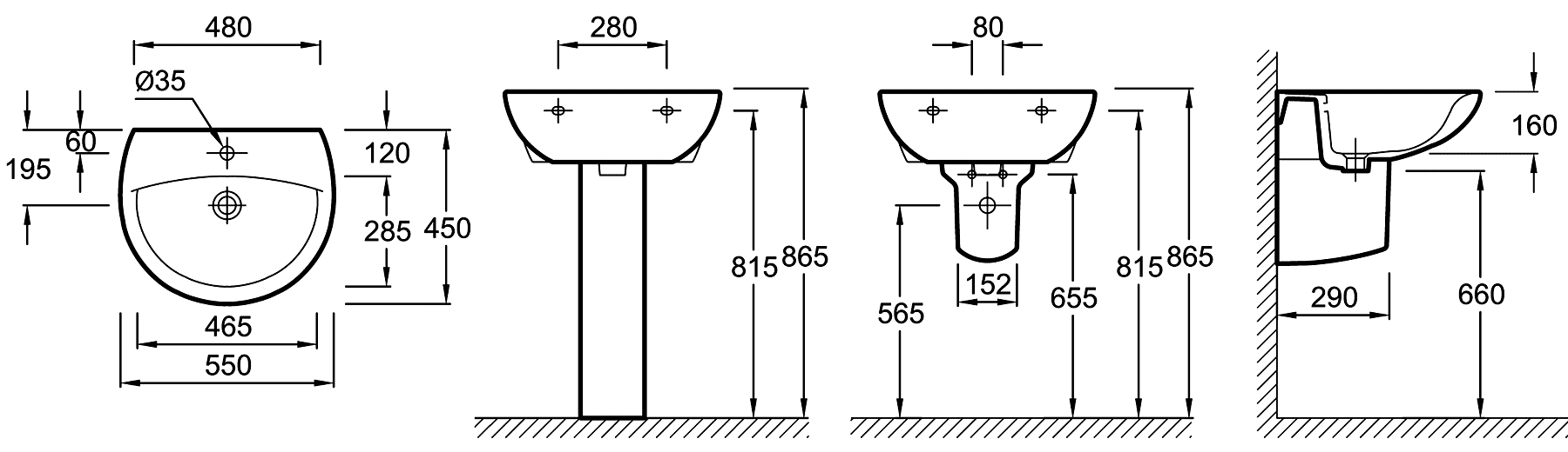 Jacob Delafon Patio E4158NG-00  Раковина 550x450