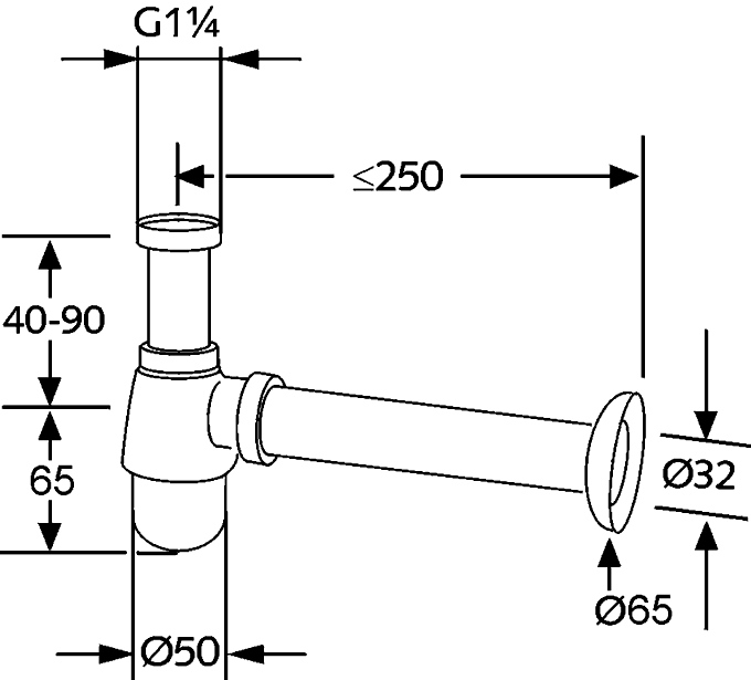 Kludi 10321 0500 Сифон 1-1/4" для биде