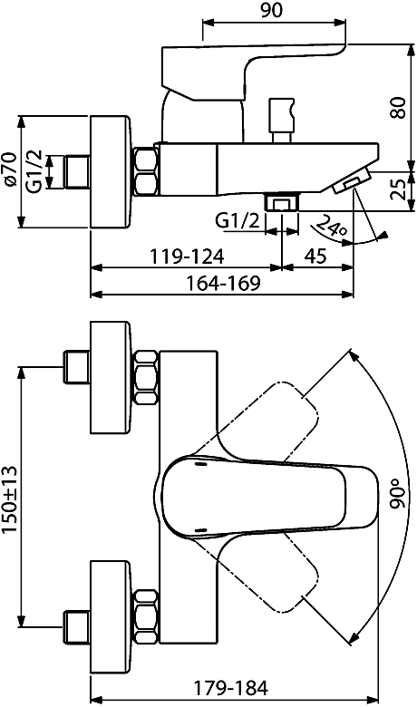 Ideal Standard CeraPlan III B0718AA  Смеситель для ванны