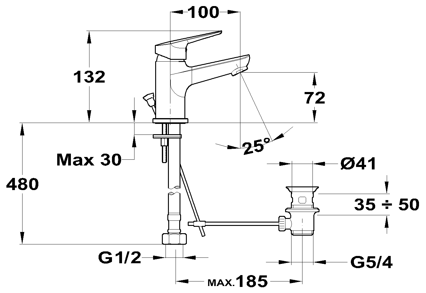 Mofem Bridge 150-1813-00 Смеситель для раковины с донным клапаном