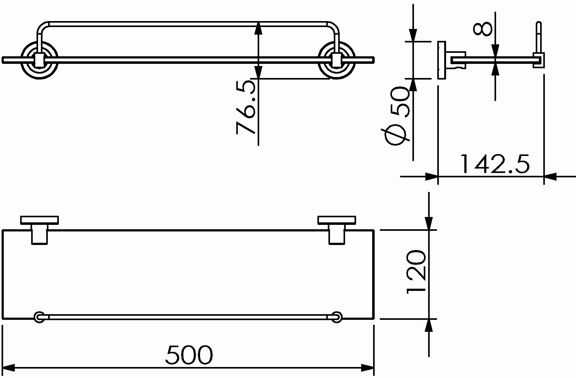 Langberger Burano 11051E Полка стеклянная 50 см