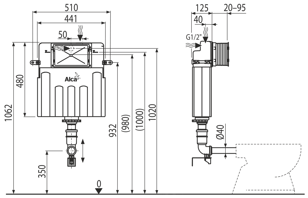 Alcaplast AM112 Basicmodul Встроенный бачок для унитаза