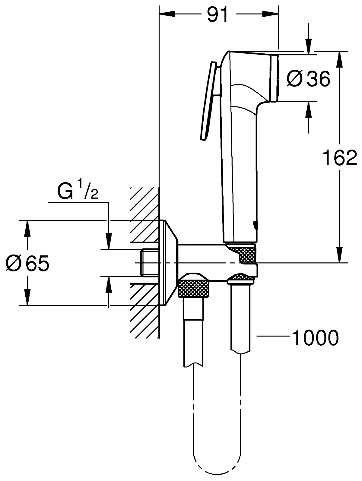 Grohe Tempesta-F 26358 000 Гигиенический душ с угловым вентилем (шланг 1.0 м)