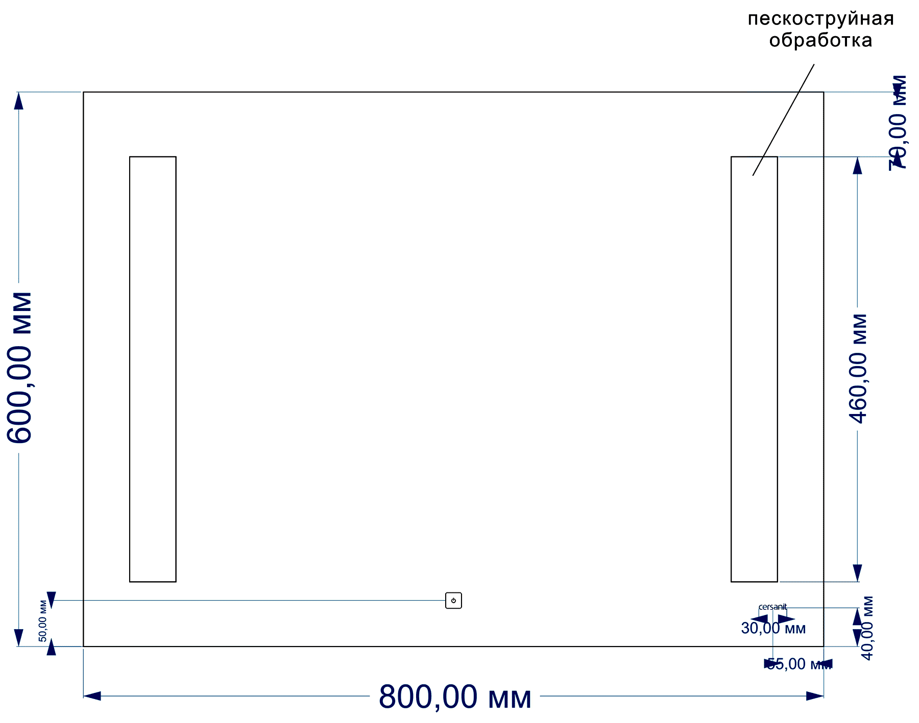 Cersanit LED Base LU-LED020*80-b-Os Зеркало 800x600