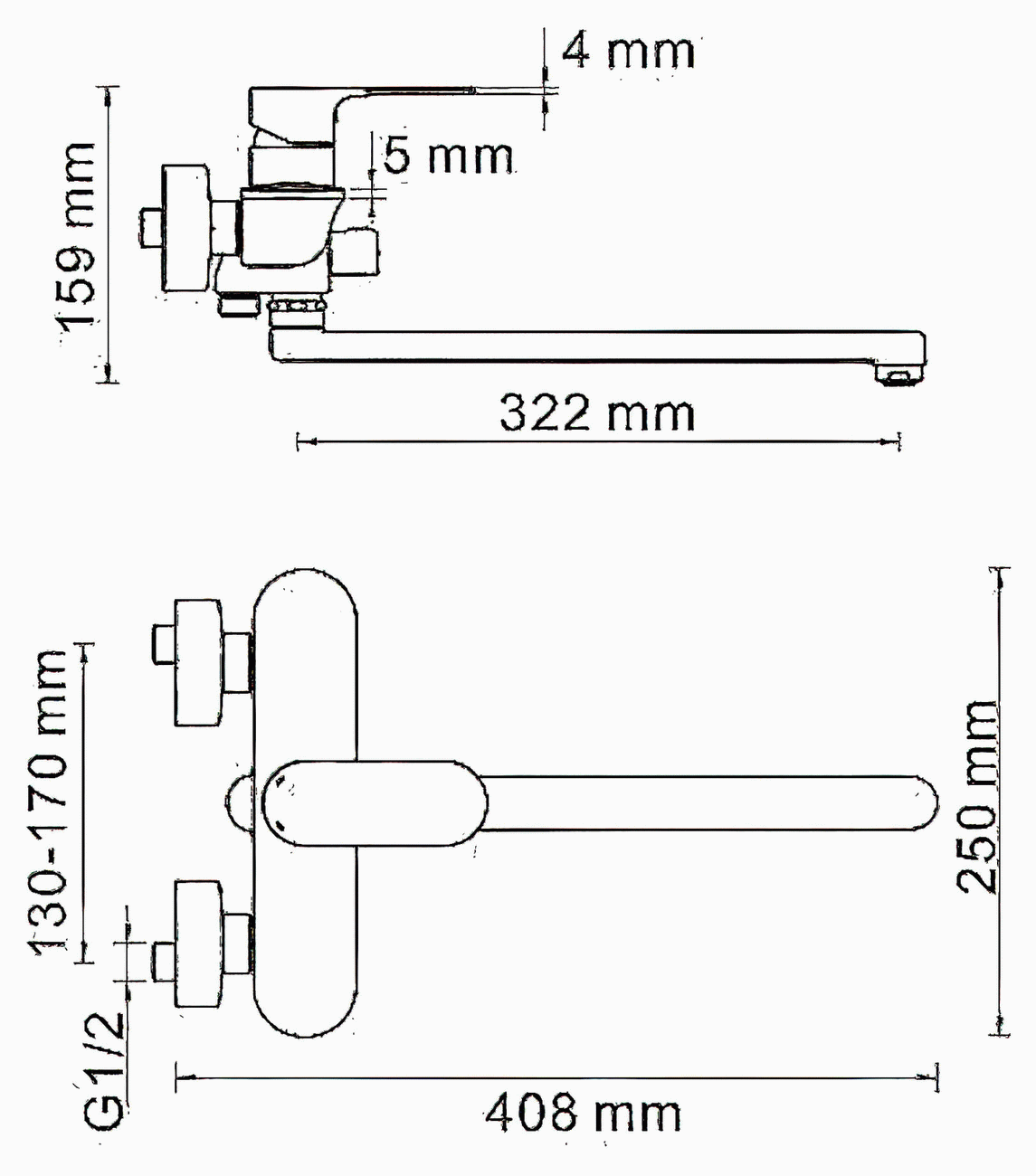 WasserKraft Dinkel 5802L Смеситель для ванны с длинным изливом