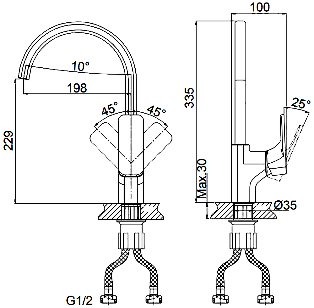 D&K Berlin DA1432420 Смеситель для кухни (антрацит)