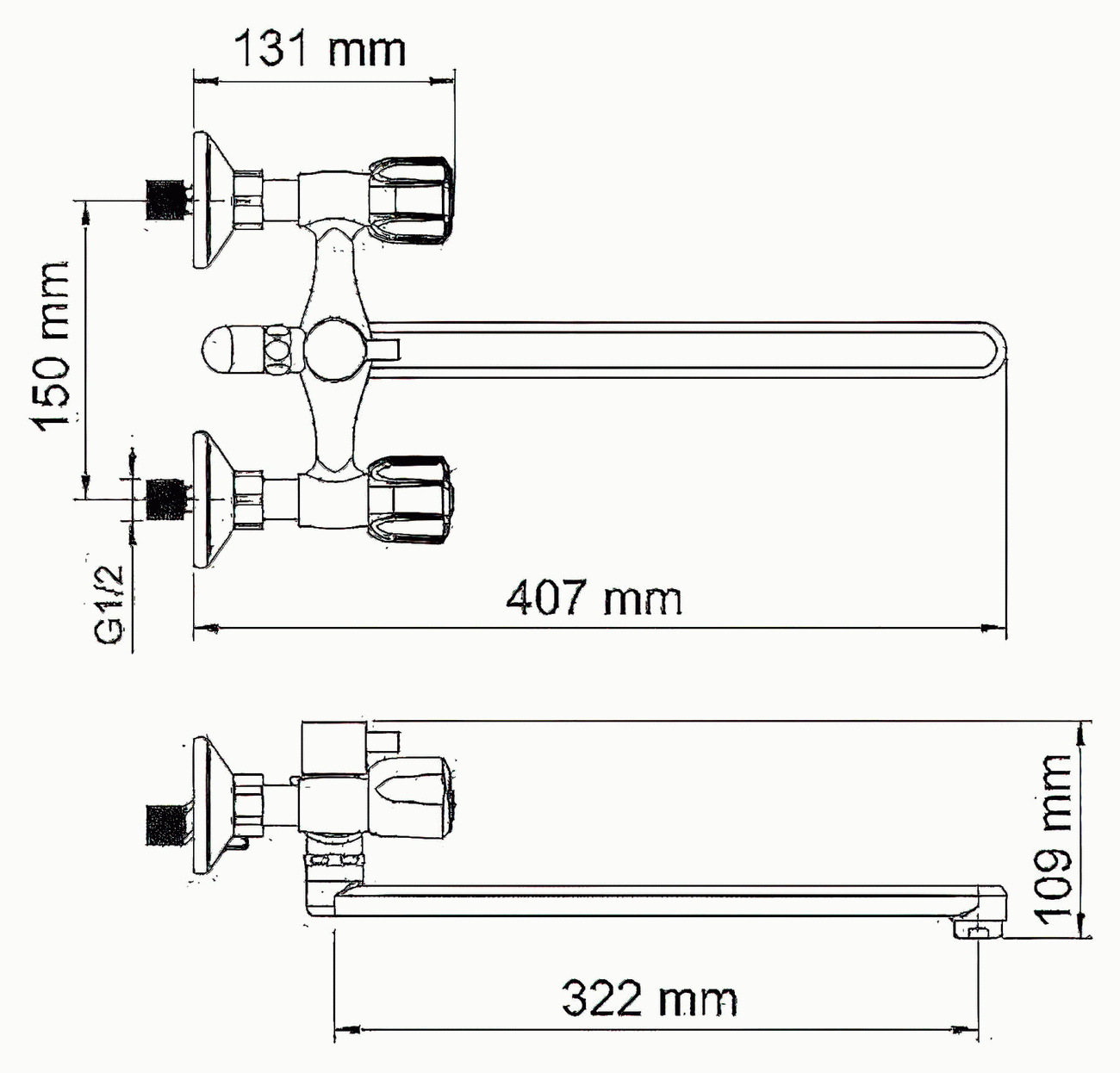 WasserKraft Amper 2902L Смеситель для ванны с длинным изливом