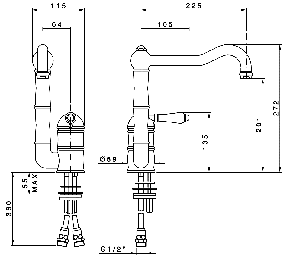 Nicolazzi El Capitan 3407BZ75  Смеситель кухонный (бронза)
