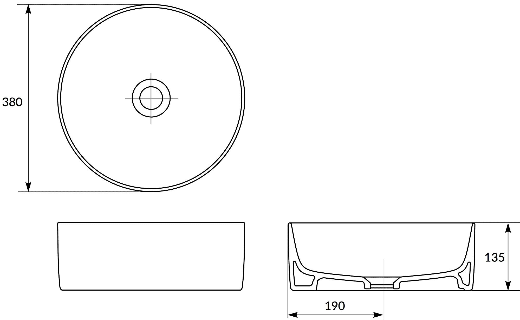 Cersanit Crea Ring UM-CRE38/1-oc-R Раковина свободностоящая Ø380