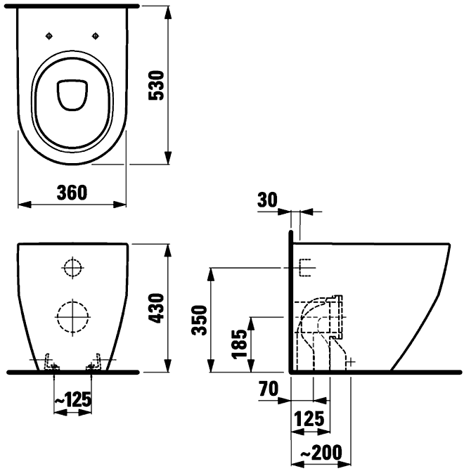 Laufen PRO 8.2295.2/8.9695.1  Унитаз напольный без бачка с сидением и крышкой SoftClose