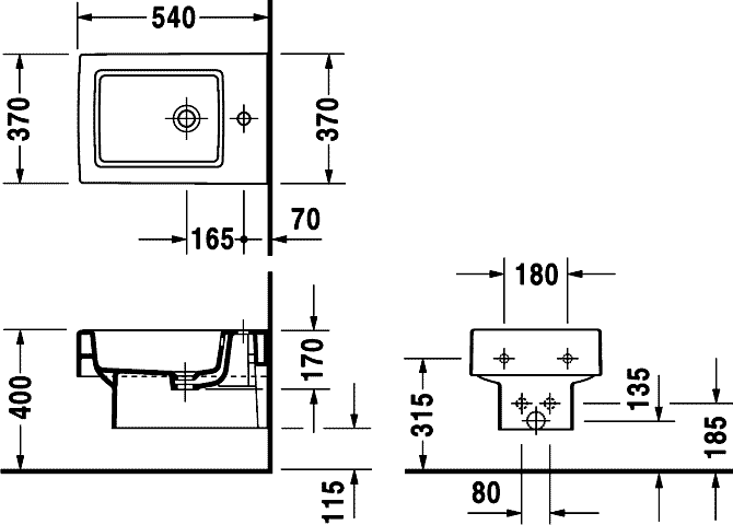 Duravit Vero 223915  Биде подвесное