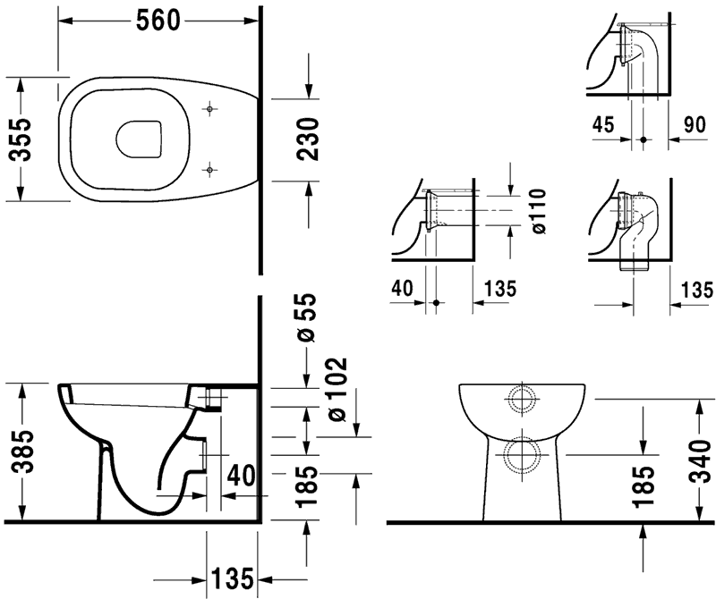 Duravit D-CODE 211509/006739  Унитаз напольный без бачка с крышкой SoftClose