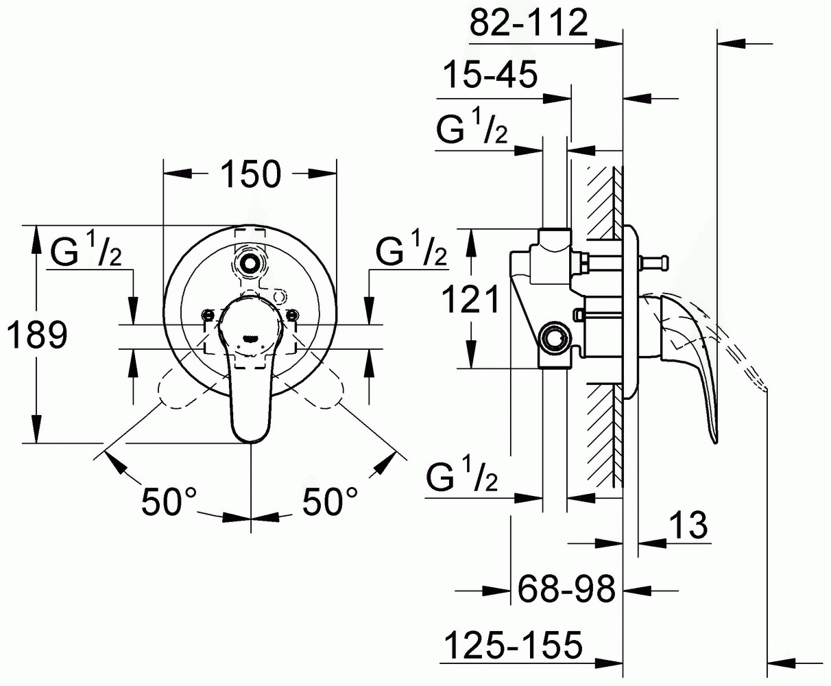 Grohe Euroeco 32747 000 Встроенный смеситель для ванны (с механизмом 33963)