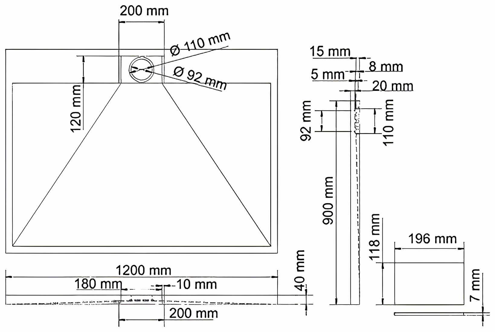 WasserKraft Alme 15T07 Душевой поддон 1200x900