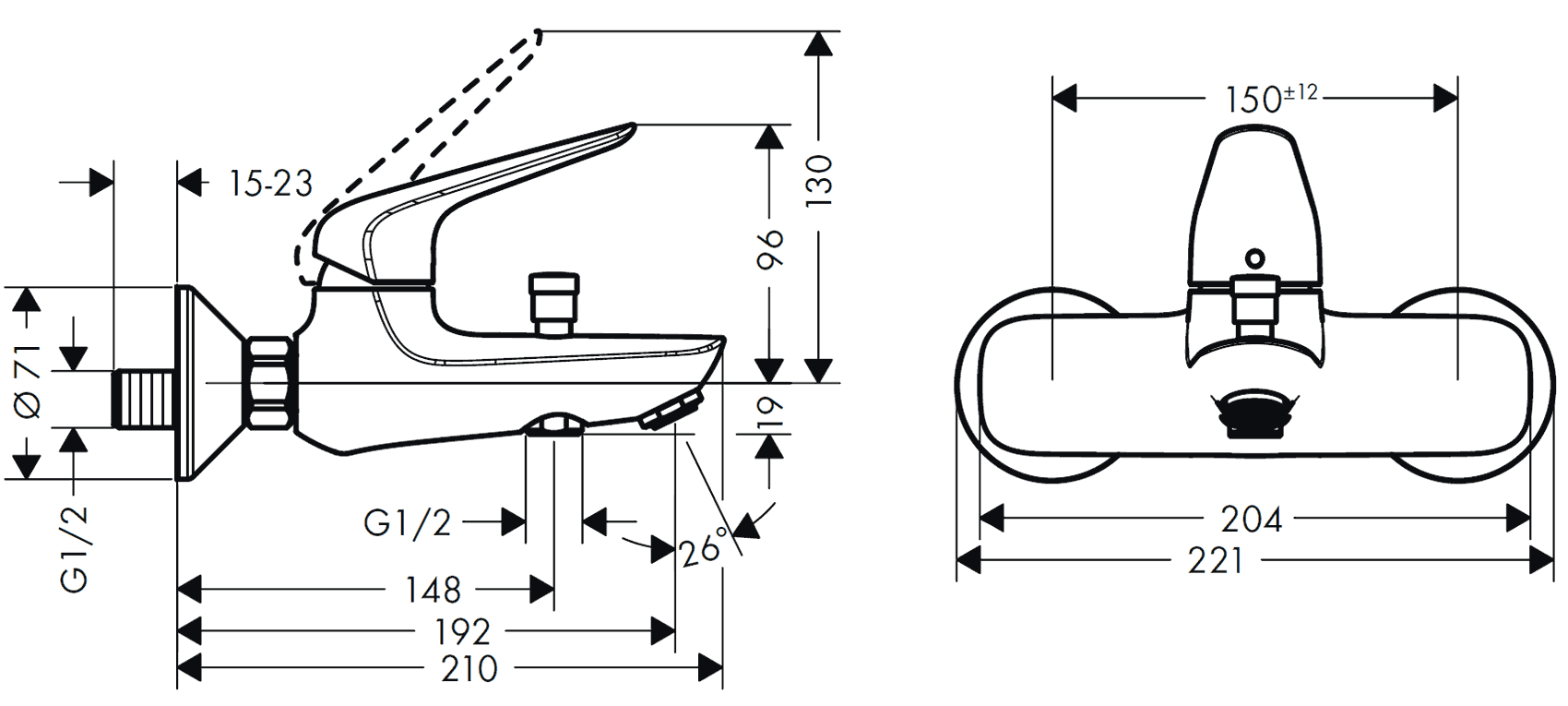 Hansgrohe Novus 71040000 Смеситель для ванны