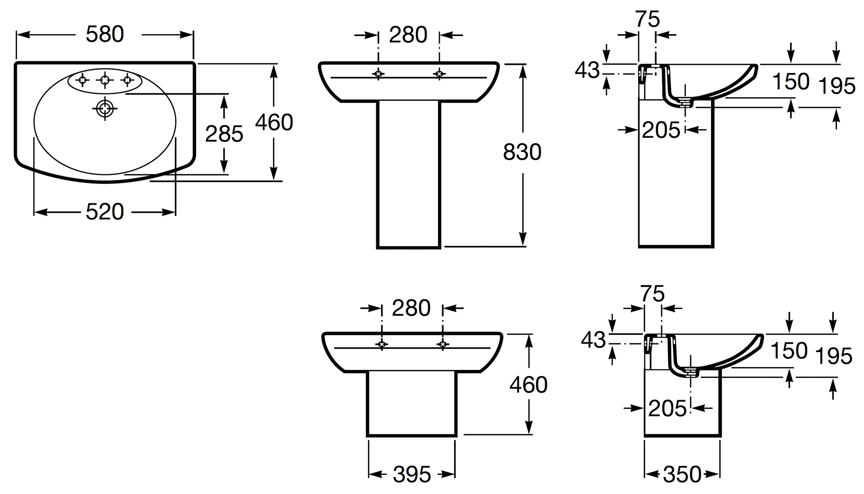 Roca Dama Senso 327512000  Раковина 580х460