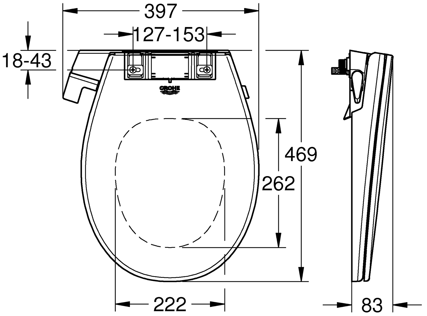 Grohe Bau Ceramic 39557 SH0 Сиденье-биде для унитаза