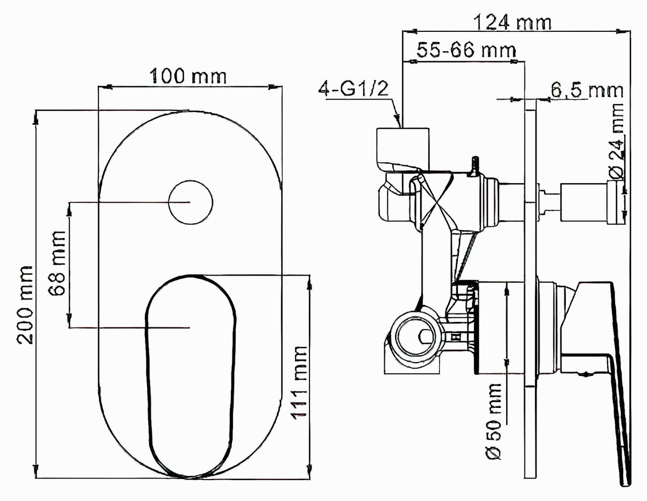 WasserKraft Donau 5361 Встраиваемый смеситель для ванны