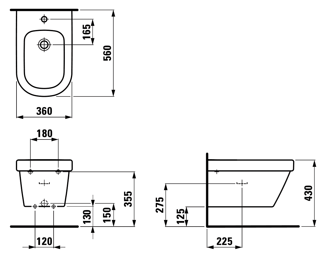 Laufen LB3 8.3068.2.000.302.1  Биде подвесное 560x360