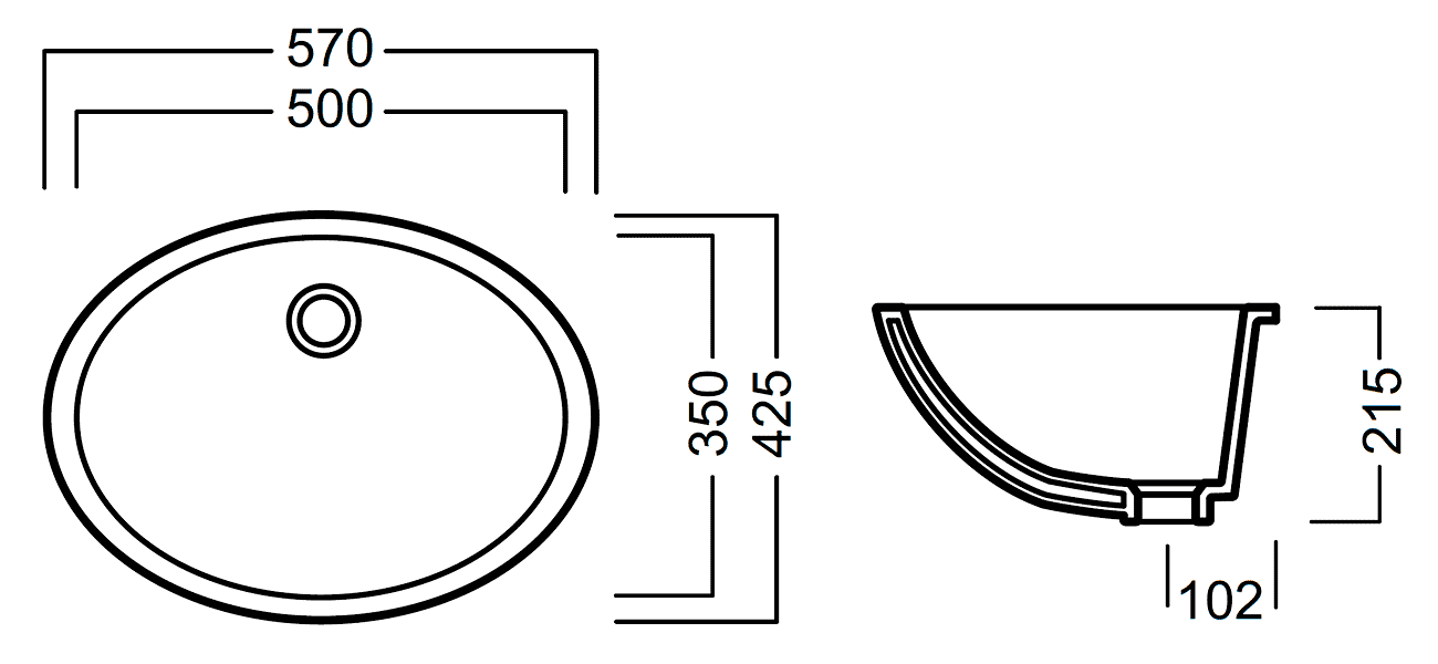 Hatria Caterine Y651 Раковина встраиваемая снизу 570х425