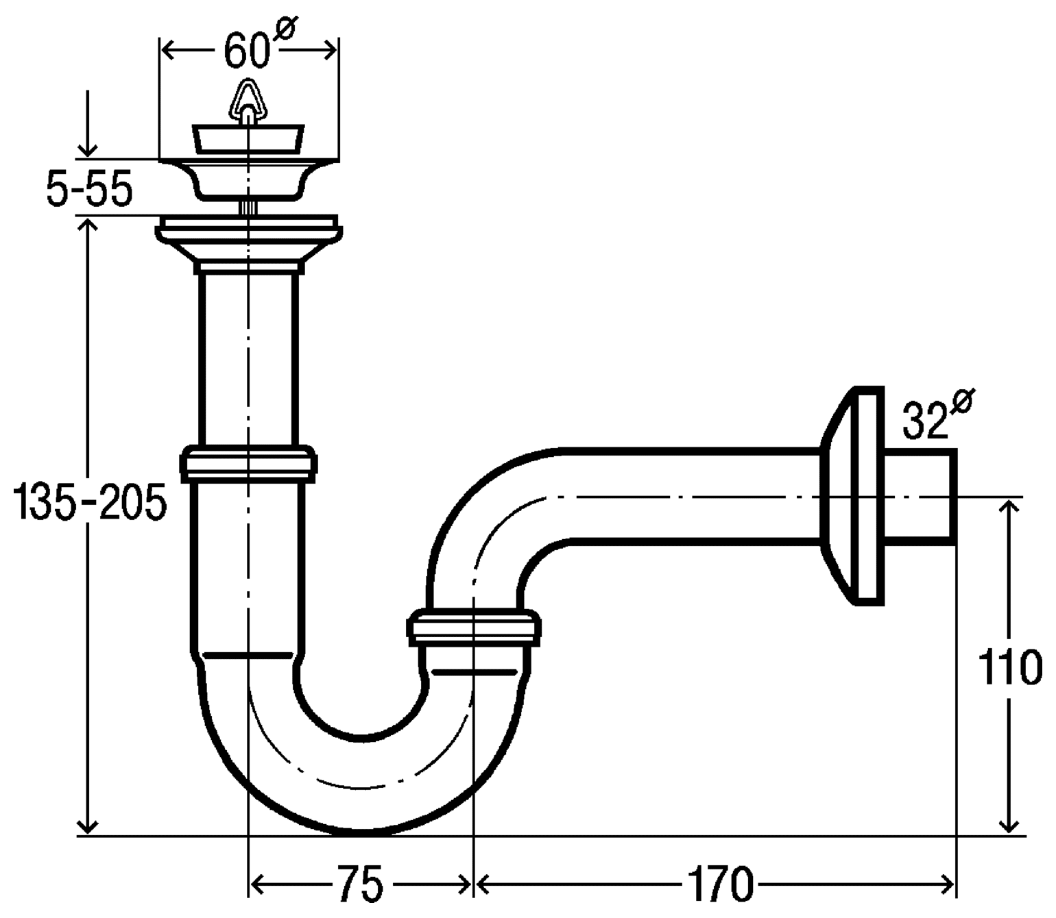 Viega 111298 Сифон 1-1/4"x32 латунный со сливом и отводом (5612)