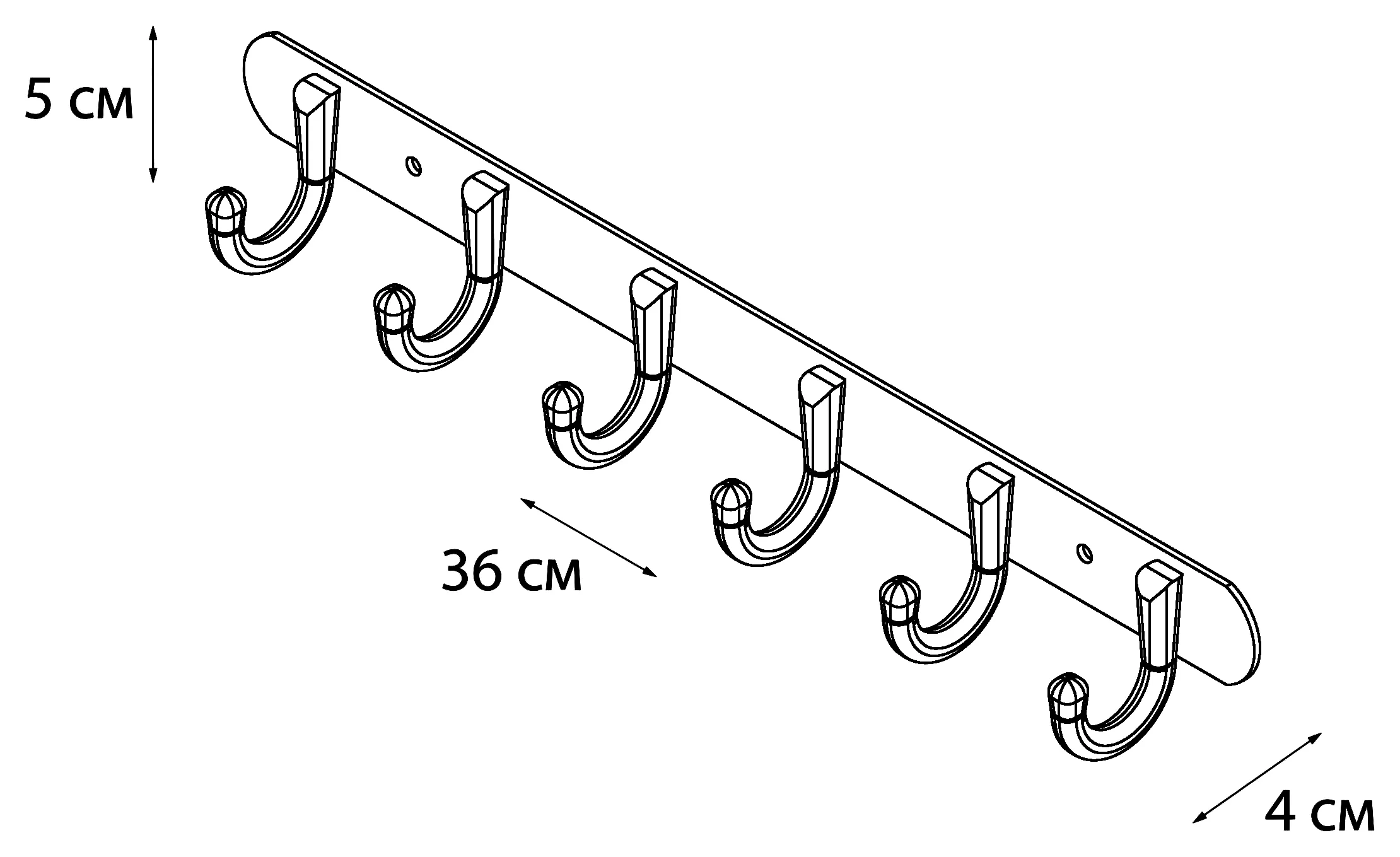 Fixsen FX-1716 Планка 6 крючков