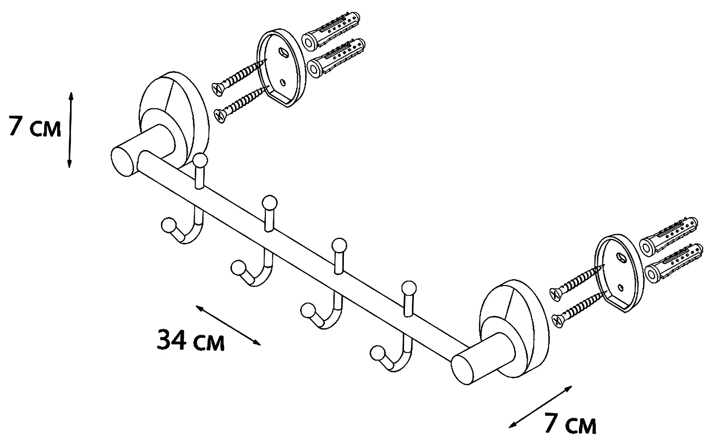 Fixsen Europa FX-21805-4 Планка с 4-мя крючками