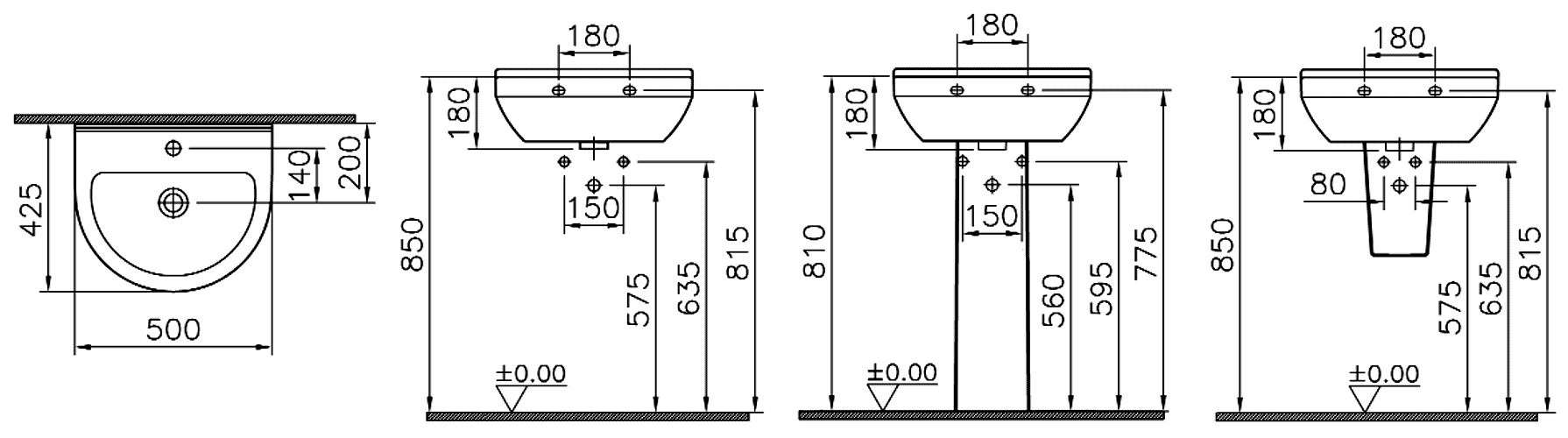 Vitra S50 5313B003-0001  Раковина 500x425