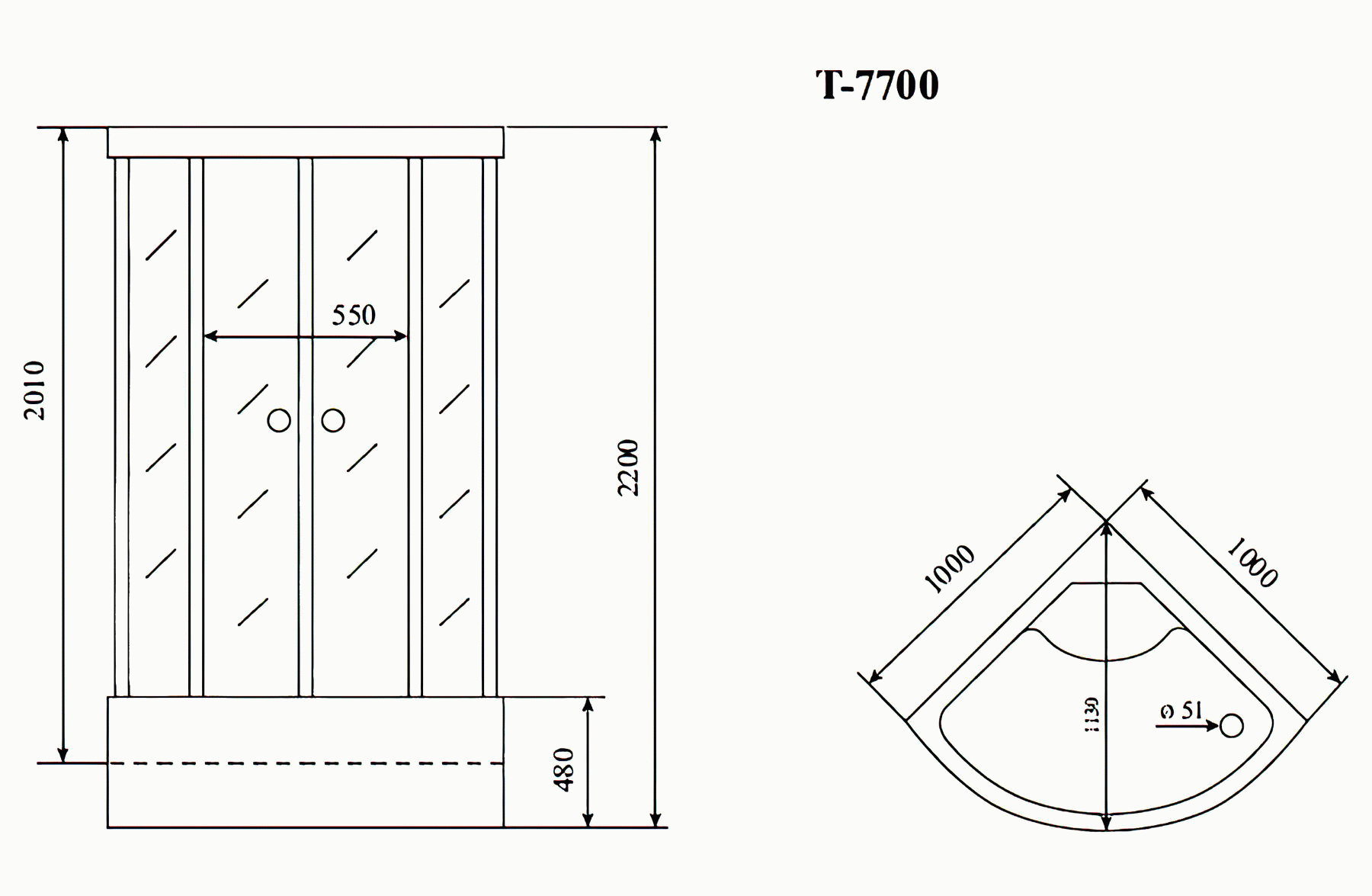 Timo Lux T-7700 Душевая кабина 100x100x220