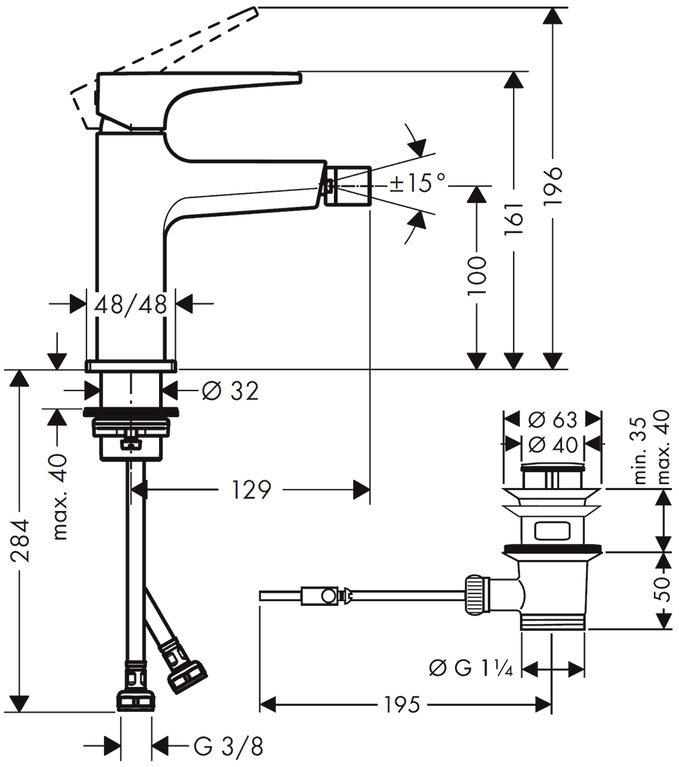 Hansgrohe Metropol 32520 000 Смеситель для биде