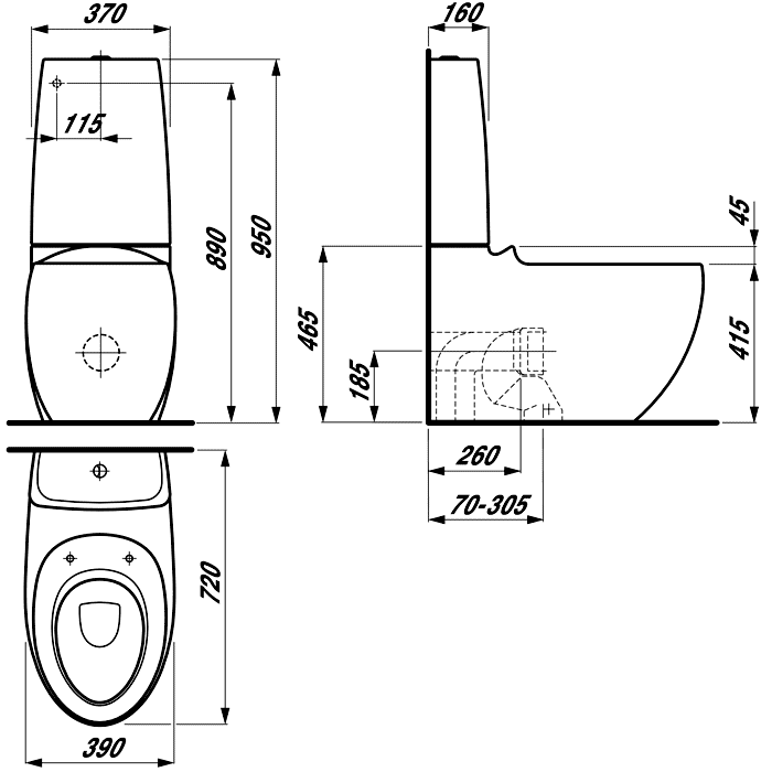 Laufen IlbagnoAlessi One 8.2297.6/8.2697.1/8.9297.1 Унитаз-компакт с крышкой SoftClose