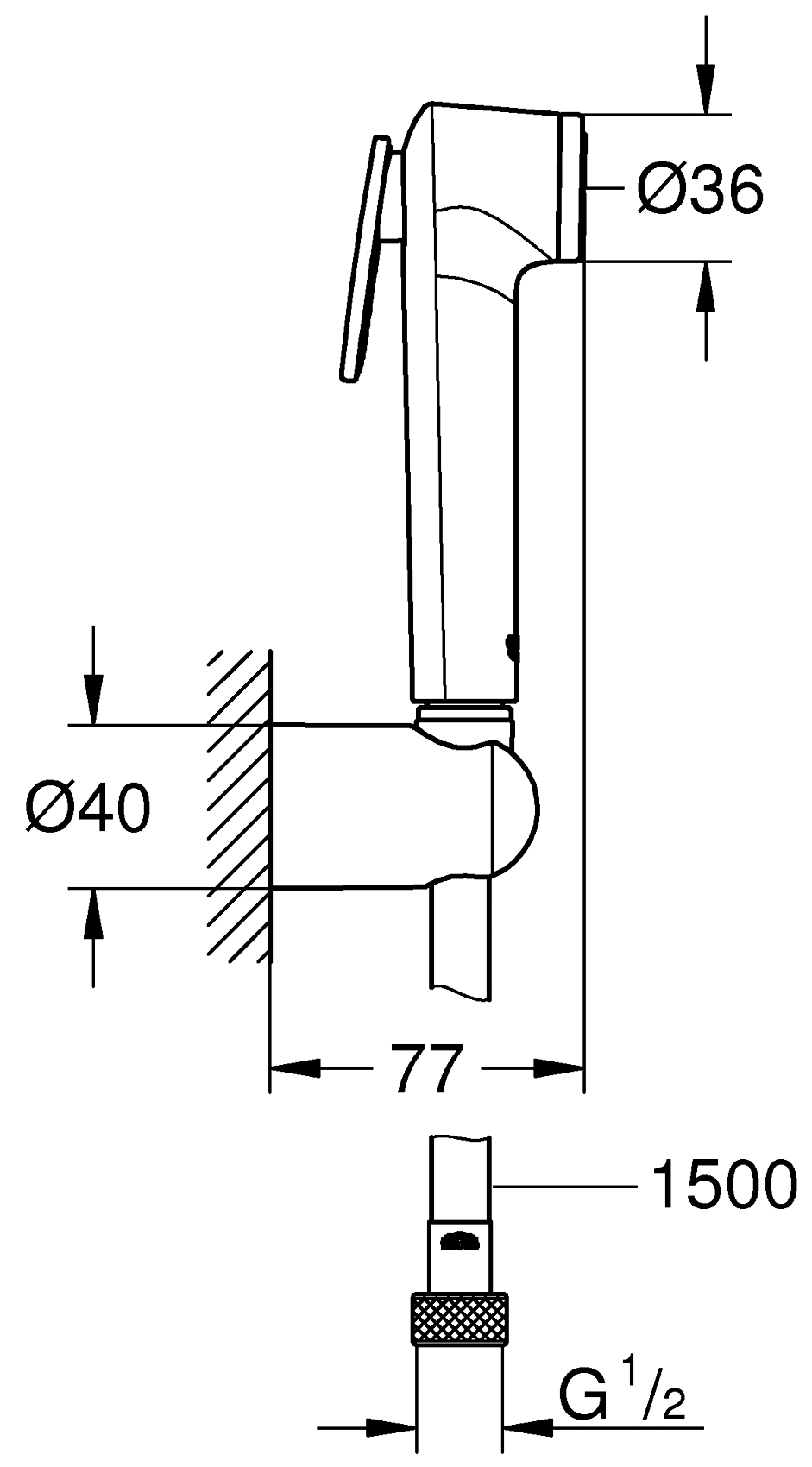 Grohe Tempesta-F 26353 000 Гигиенический душ со шлангом и держателем (шланг 1.5 м)