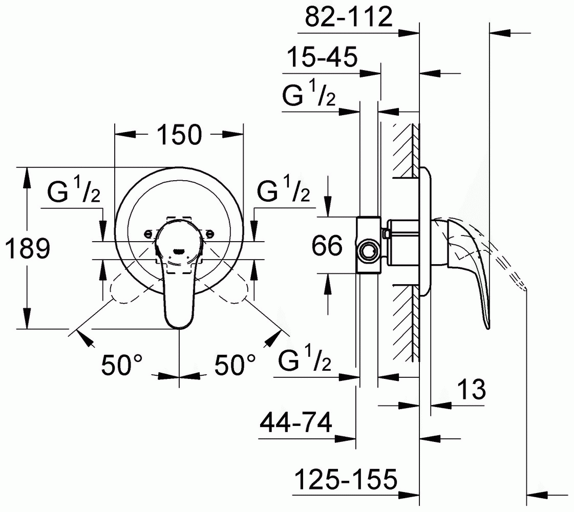 Grohe Euroeco 32742 000 Встроенный душевой смеситель (с механизмом 33964)