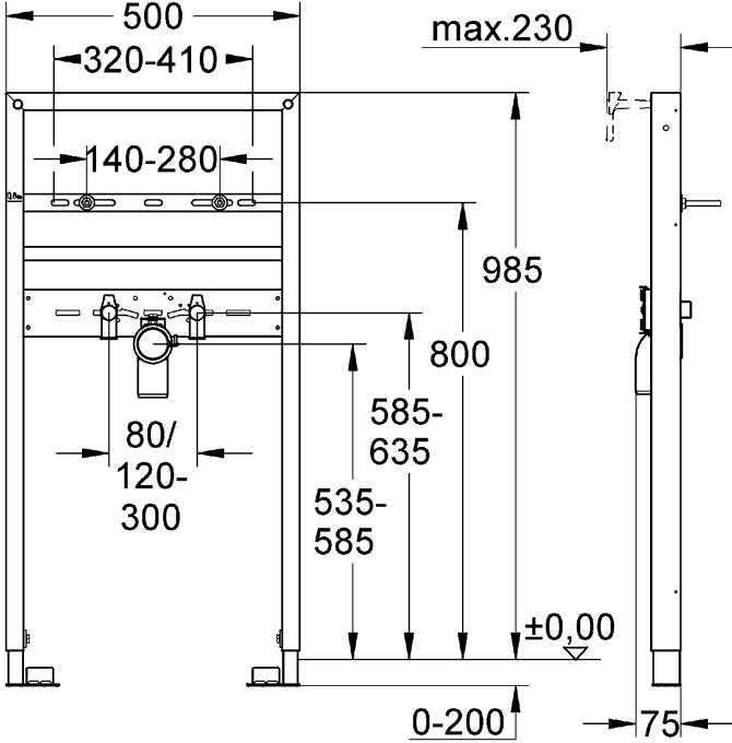 Grohe Rapid SL 38541 000 Система инсталляции для раковины (высота 1.0 м)