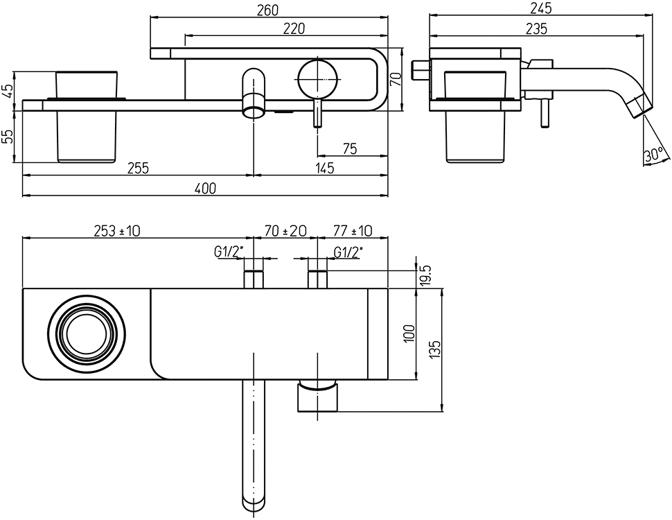 Paini Pad PDCR208BO Смеситель для раковины настенный