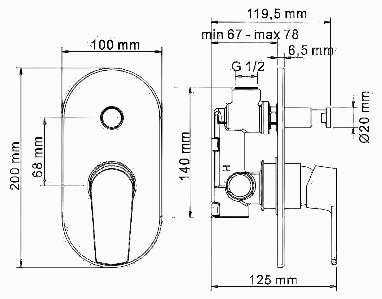 WasserKraft Dill 6161 Встраиваемый смеситель для ванны