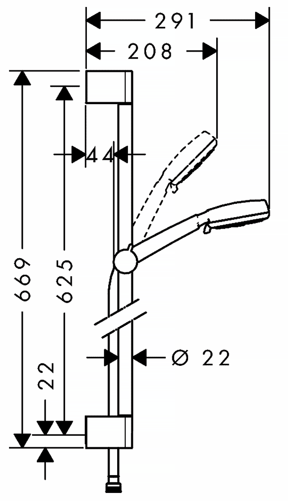 Hansgrohe Crometta 100 26651 400 Vario  Душевой гарнитур (штанга 0.65 м)