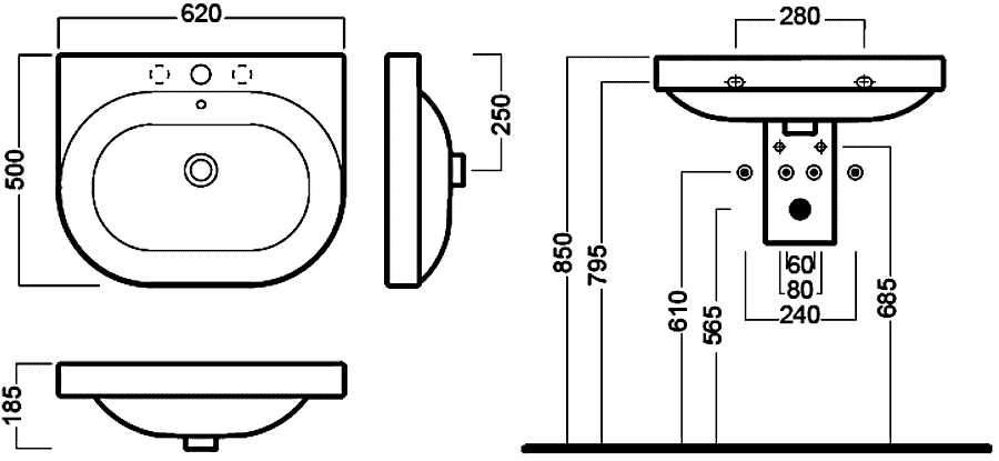 Hatria DayTime Y0YT  Раковина 620х500