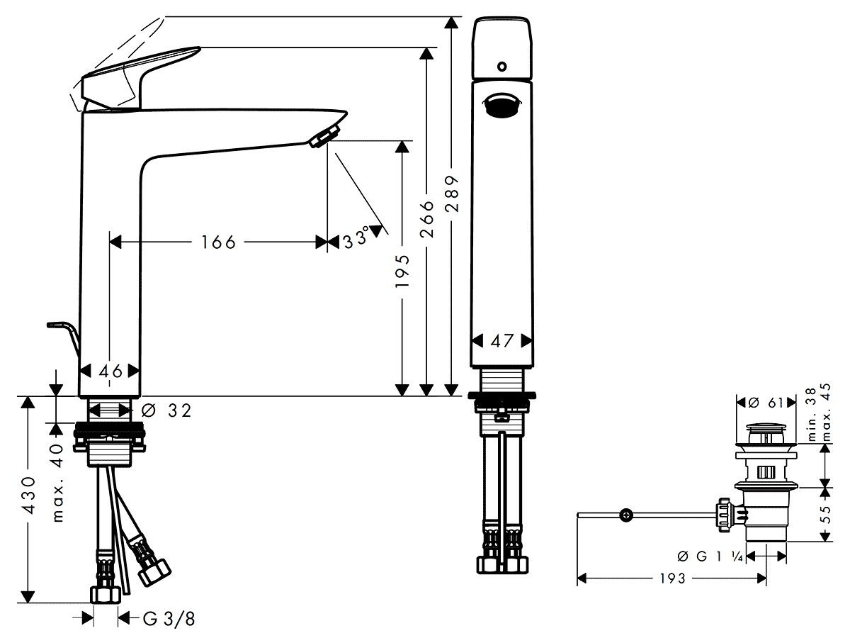 Hansgrohe Logis 71090000 Смеситель для раковины с донным клапаном (ComfortZone 190)