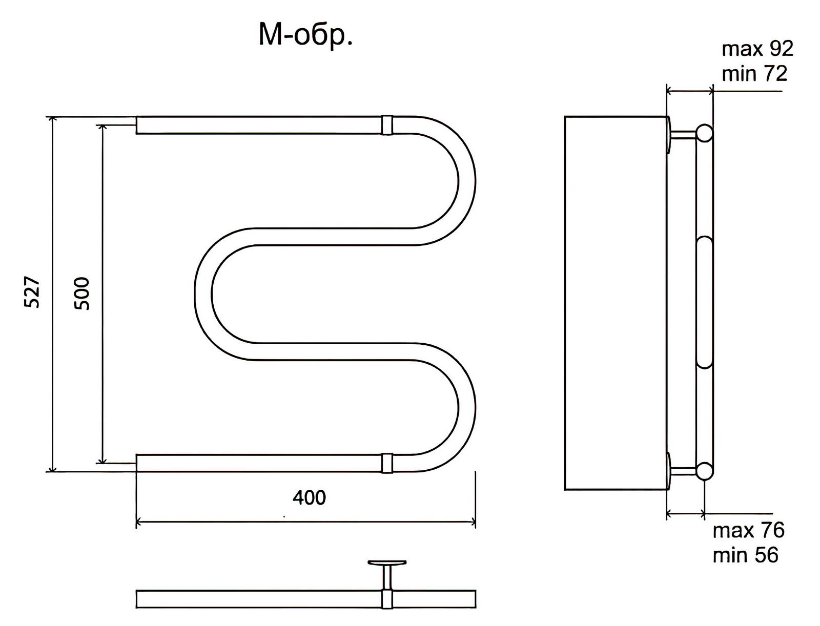 Terminus М-образный G3/4" Полотенцесушитель водяной 500x400