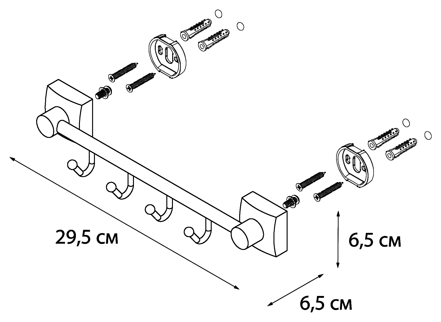 Fixsen Kvadro FX-61305B-4 Планка с 4-мя крючками