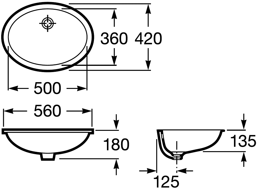 Roca Berna 327871001 Раковина врезная снизу 560x420