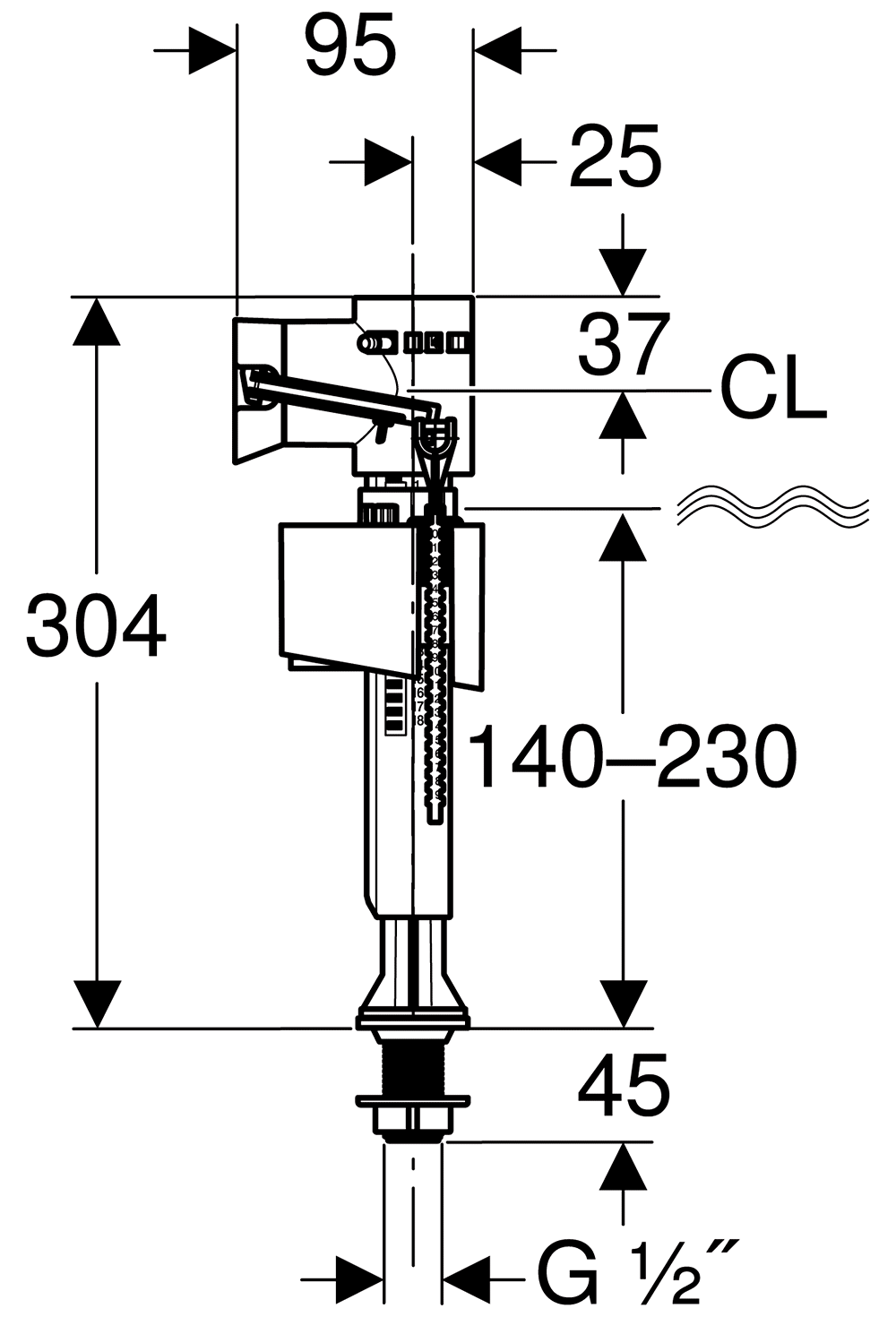 Geberit Type340 136.726.00.1 Наборное устройство для унитаза (нижний подвод 1/2")