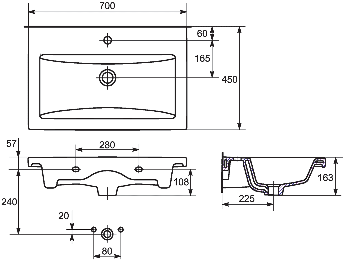 Cersanit Como UM-COM70/1 Раковина мебельная 700x450