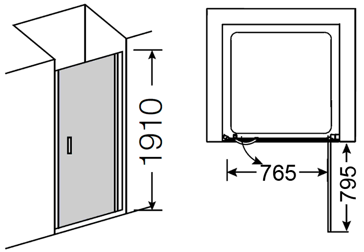 Provex Elegance 0004 NE 28GL  Дверь 890x1975 в душевой проём (прозрачное стекло)