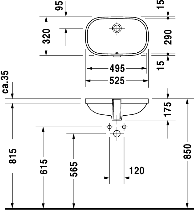 Duravit D-CODE 033849 Раковина врезная снизу 495x290